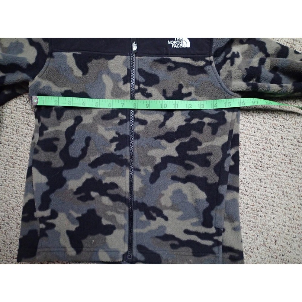 The North Face Fleece Hoodie Youth Medium 10/12 Grey Camo Excellent Full‎ Zip - Picture 10 of 12